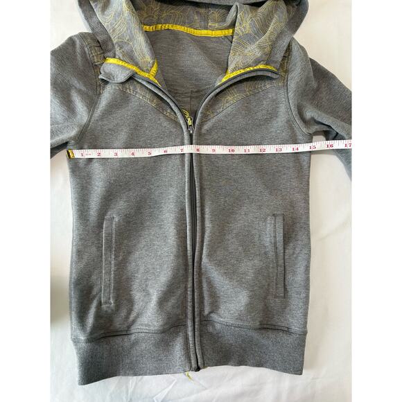 Lululemon Scuba Cotton Full Zip Up Hooded Jacket Grey Yellow Floral Size Small 6 - Picture 11 of 14